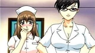 Симпатичную хентайскую медсестру трахнули на полу - порно видео