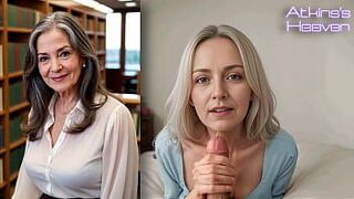 Бабушка твоего грудастого друга помогает тебе подрочить - порно видео