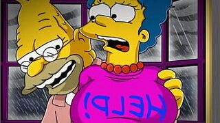 Старый Симпсон спутал домохозяйку Мардж со шлюхой из-за откровенной одежды и трахнул во все ее узкие дырочки, пока ее муж Гомер был на работе Комикс Визуальная новелла Мульты Хентай Пародия - порно видео