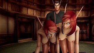 Ночь эльфийского группового секса - порно видео